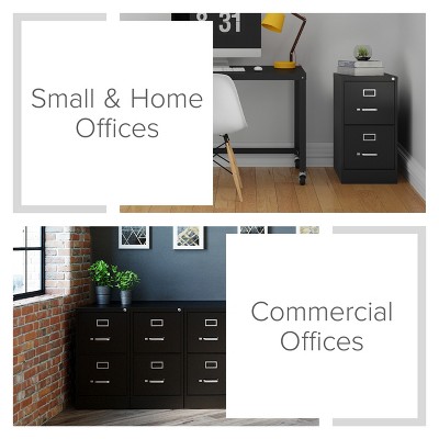 Black 2-Drawer Lockable Vertical File Cabinet