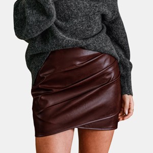 Women's Chic Faux Leather Asymmetrical Hem Mini Skirt - Cupshe - 1 of 4