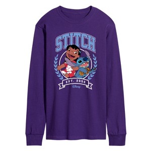 Men's - Disney - Stitch Collegiate Group Long Sleeve Graphic T-Shirt - 1 of 2
