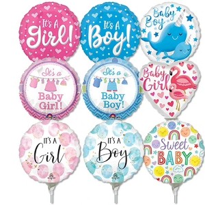 LoonBalloon 4 Inch Baby Stick Value Pack Balloons (30 Pack) - Pre-Inflated - 1 of 2