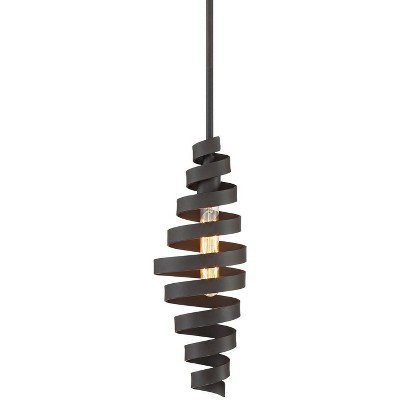 Possini Euro Design Bronze Spiral Mini Pendant Light 6" Wide Modern Twisted Fixture for Kitchen Island Dining Room