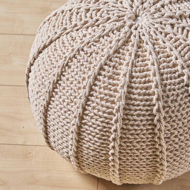 Corisande Knitted Cotton Pouf - Christopher Knight Home, 4 of 11
