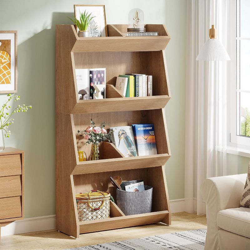 Tribesigns 4-Tier Oak Bookshelf, 55" Open Display Storage Organizer for Home Office, 3 of 7