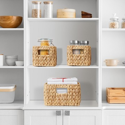 Natural Seagrass Rectangular Storage Baskets with Handles