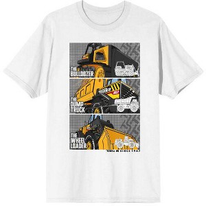 Tonka Bulldozer Dump Truck & Wheel Loader Adult White Crew Neck Short Sleeve T-shirt - 1 of 3