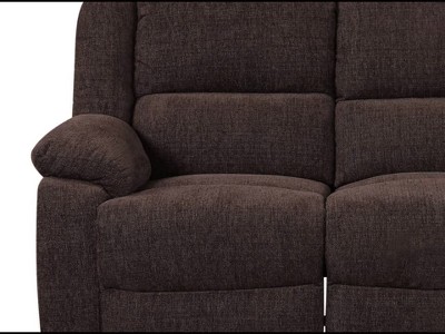 Kalen 78'' Velvety Brown Chenille Reclining Sofa with Cup Holders
