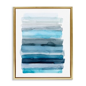Stupell Industries Water Inspired Blue Ombre Floating Frame Canvas Art, Gold, 17" x 21" - 1 of 4
