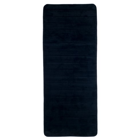 Extra Long Memory Foam Striped Bath Rug Black - Yorkshire Home: Microfiber, Machine Washable, 2 ...