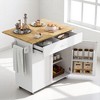 Kitchen Island Cart with Drop Leaf Rubber Wood Top, Large Drawer with Dividers, Storage Rack, Adjustable Shelf, and Locking Wheels for Dining Room - 2 of 4