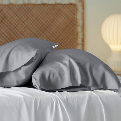 Silver Gray Rayon from Bamboo Cooling Queen Pillowcase Set