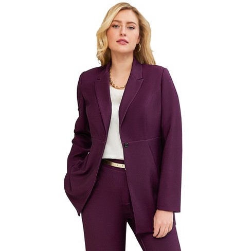 Jessica London Women’s Plus Size Bi-stretch Blazer, 28 W - Dark Berry ...