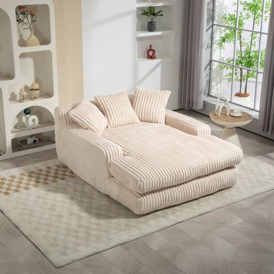 TiramisuBest Corduroy lazy sofa With 3 back pillows,Comfy Sofa- Deep Seat Couch for Living Room