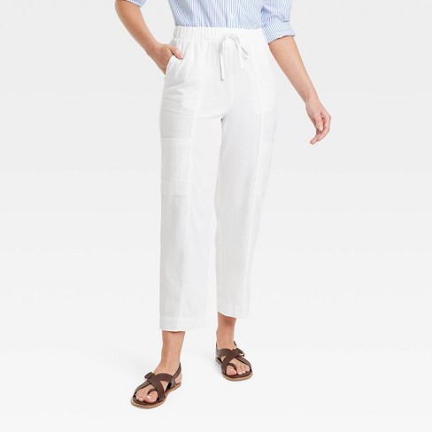 Women's High-rise Pull-on Tapered Pants - Universal Thread™ White Xs :  Target