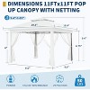 11FT Outdoor Canopy Gazebo Tent with Mosquito Netting, Portable Patio Shelter for Backyard or Garden, Includes Carrying Bag - 2 of 4