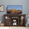 60" Large Modern TV Stand with Faux Stacked Stone Surround, Media Console Table with Spacious Storage Cabinet, TV Desk Storage Rack - 3 of 4