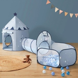 Tiny Land® Compact Adventure 3-in-1 Play Tunnel With no Balls - Blue - 1 of 4