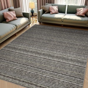 Modern Washable Rug, Foldable Plush-Soft Thin Carpet with Non-Slip Grid Backing, Geometric Print, Stain-Resistant, Easy Clean, Machine-Washable - 1 of 4