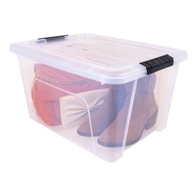 Clear 32 Qt Stackable Plastic Storage Bins with Lids, Set of 4