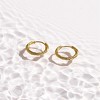 EVRY JEWELS WATERPROOF Gold or Silver Plated Stainless Steel Twist Texture Huggie Hoop Earrings - 3 of 4