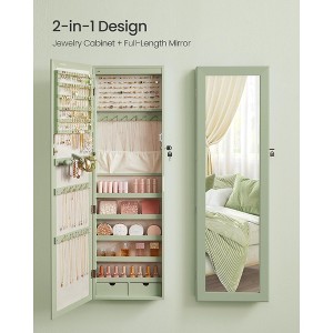 SONGMICS 6 LEDs Mirror Jewelry Cabinet, 47.2-Inch Tall Wall/Door Mounted Jewelry Armoire Organizer - 1 of 4