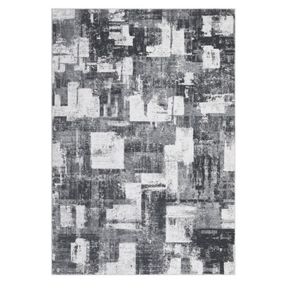 Washable Modern Abstract Rug Non Slip Low Pile Rug Soft Throw Floor Cover Foldable Indoor Carpet for Living Room Bedroom Playroom Nursery