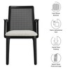 Modway Monarch Dining Armchair – Wood Dining Accent Chair with Cane Back and Upholstered Seat in Black/Ivory - 2 of 4