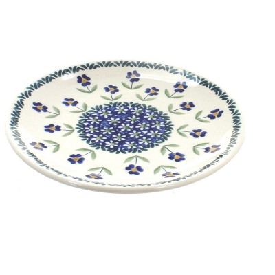 Blue Rose Polish Pottery Blue Daisy Dessert Plate