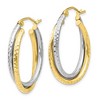 Black Bow Jewelry 4mm Crossover D/C Double Oval Hoop Earrings in 10k Two Tone Gold, 26mm - 2 of 4