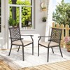 Aoodor Outdoor Patio Stackable Metal Dining Chairs  2-Piece Set with Curved Armrests and Strapped Seat Cushions - 3 of 4