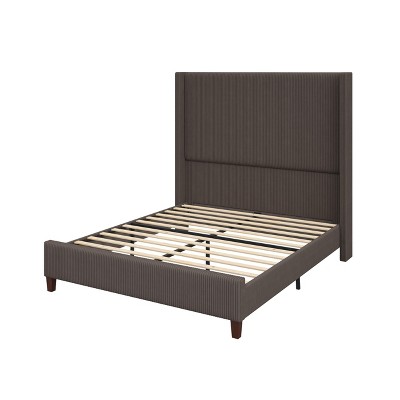 AMERLIFE Size 62" Corduroy Upholstered Bed Frame Extra Tall Wingback Headboard