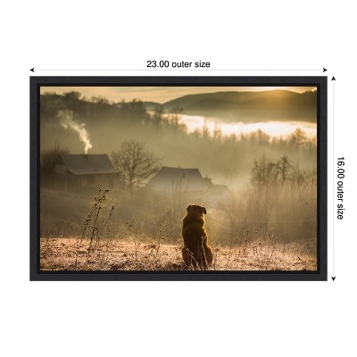 Tranquil Country Scene Dog Framed Canvas Art Print