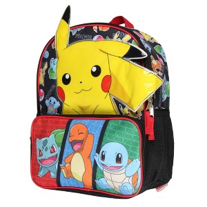 Mochila escolar Pokemon 3D Pikachu Bulbasaur Squirtle Charmander de 14" para niños