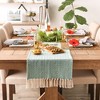 Design Imports  Handloomed  Chevron Jacquard Fringe Table Runner, Teal, 15X108" - 3 of 4