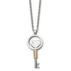 Chisel Stainless Steel Yellow IP-plated with Cubic Zirconia Heart Key Pendant on a 22" Cable Chain Necklace - 2 of 4