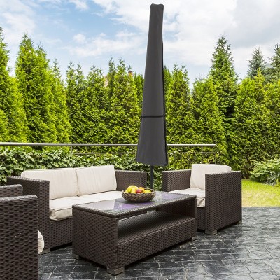 Heavy-Duty Gray Waterproof Patio Umbrella Cover with Metal Zipper