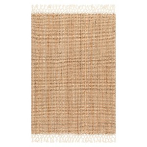 White Solid Woven Area Rug - (3