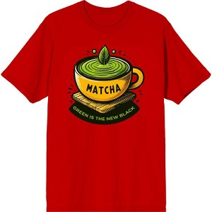 Matcha Teacup Green Is The New Black Men's Crew Neck Short Sleeve Shirt - 1 of 2