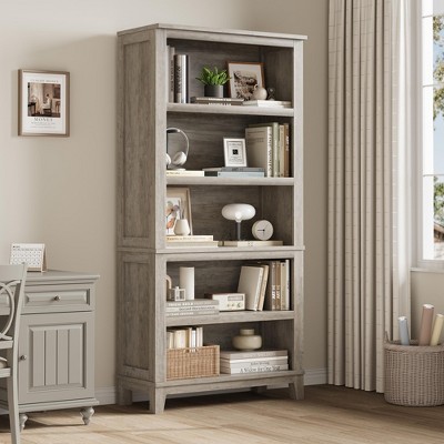 Garvee 71" Farmhouse Bookcase w/ Adjustable Shelves, 5 Tier Tall Bookshelf with Wooden Legs, Rustic Vintage Bookcase for Living Room Office