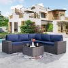 ALAULM 6 Pieces Patio Furniture Set, Rattan Wicker Outdoor Conversation Sets, Outdoor Furniture Sofa Set - 3 of 4