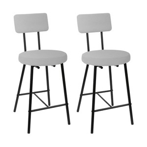 Height Bar Stools Set of 4, Upholstered Counter Height Bar Chair with Round Seat, Modern Barstools with Back and Metal Footrest - 1 of 4