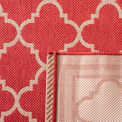 Resort-Style Red Square Indoor/Outdoor Easy-Care Rug - 59"