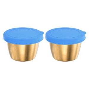 Unique Bargains Reusable Leak Proof Dipping Salad Blue Condiment Containers with Lids - 1 of 4