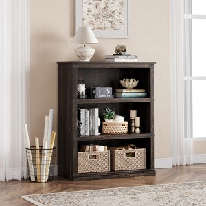3 Tier Bookcase, Farmhouse Book Shelf with Storage, Low Book Case Wooden 3 Shelf Bookcase - 1 of 4