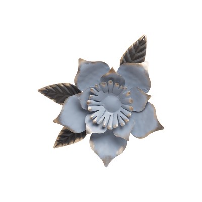 11 x 11.25 inch Blue Metal Layered Flower Wall Décor - Foreside Home & Garden