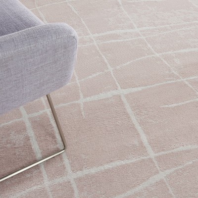 Whimsicle Pink Ivory 8' x 10' Abstract Synthetic Area Rug