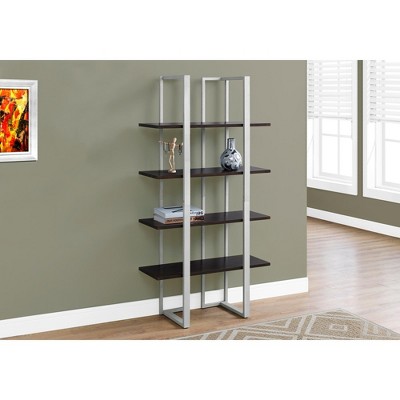 TOAOTBNBO 4 Tier Tall Geometric Bookshelf, Floor Standing Shaped Bookcase with Metal Legs Narrow Display Shelves for Living Room