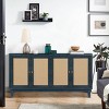 Okak Country Style 4-Door Sideboard Buffet Cabinet, Wooden TV Cabinet with Hollow Door for Kitchen Dining/Living Room Hallway - 3 of 4