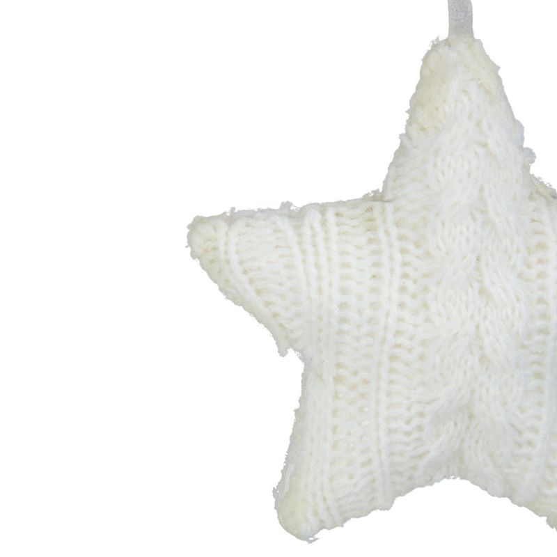 Northlight 4" Cream Cable Knit Star Christmas Ornament, 4 of 5