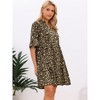 INSPIRE CHIC Women's Leopard Print Notch Neck Short Sleeve Ruffle Hem Tunic Dresses - 4 of 4