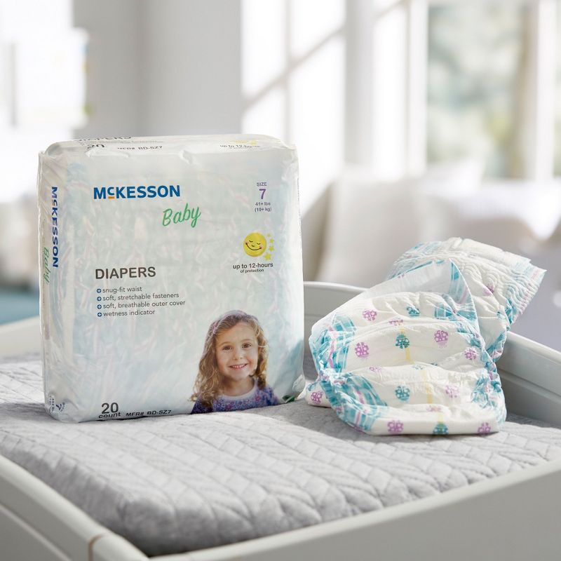 McKesson Baby Diapers, Disposable, Moderate Absorbency, Size 7, 5 of 6
